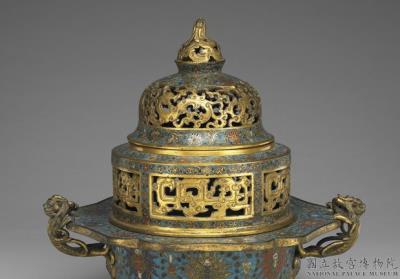 图片[3]-Copper tripod vessel in cloisonne enamels, Ming dynasty, Jingtai reign (1450-1456)-China Archive